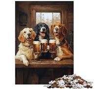 Jigsaw Puzzles for Adults 1000 Canine Cheers Beer Buddies Jigsaw for Teenagers Stress Reliever Difficult And Challenge Toys Educational Games (75x50cm/1000pcs)