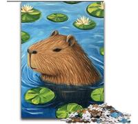 Jigsaw Puzzles for Adults 1000 Capibara of The Pond Puzzle Made of Wood, Ideal for Office, Bedroom, Living Room Decor size 50X75CM