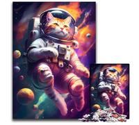 Jigsaw Puzzles for Adults 1000 Cat Astronaut In Space Impossible Jigsaw Puzzles for Adults DIY Home Decor Gift Brain Teaser Game 1000 PCS(38x26cm)