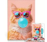 Jigsaw Puzzles for Adults 1000 Cat Bubble Gum, Brain Teaser Game, Parent-child Interaction, Enhance Love between Couples 38x52cm