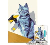Jigsaw Puzzles for Adults 1000 Cat Drinking Beer - Pop Art Toy Intellectual Game Educational Games But Fun And Humorous Gifts For Birthdays (Size 38x52cm)