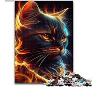 Jigsaw Puzzles for Adults 1000 Cat Fire Animal Face Jigsaw Brain Teaser Game for Teenagers, for Family Game Night (size : 26x38cm)