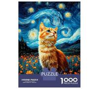 Jigsaw Puzzles for Adults 1000 Cat in Starry Night Style Puzzles for Adults DIY Toys Pattern Assembly Gifts for Friends And Family 70x50cm/1000pcs