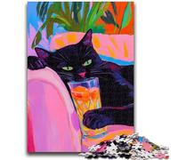 Jigsaw Puzzles for Adults 1000 Cat Lying on The Sofa Suitable for Ages 14 And Up Family Games Deal As Gifts for The Whole Family 26x38cm