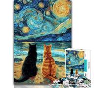 Jigsaw Puzzles for Adults 1000 Cat on The Beach,Help The Brain Exercise Addictive Toys to Cultivate Patience Artists Collection,Fine Art (38x26cm)
