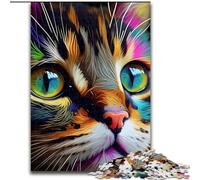 Jigsaw Puzzles for Adults 1000 Cat Pop Art Animal Face Made of Wood, Making It A Great Gift for Family Fun 50x75cm for Home Decor, Brain Training