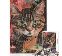 Jigsaw Puzzles for Adults 1000 Cat Portrait with Abstract Background Impossible Game For Family Fun Home Decoration Toys with Fully Interlocking Randomly Shaped Pieces (50X75cm)