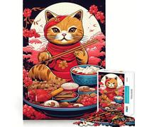 Jigsaw Puzzles for Adults 1000 Cat Ramen Ruby Exact Edge Art Focus Building Toy Cozy Time Game Christmas Wall Art (38x52cm)