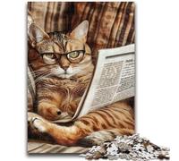 Jigsaw Puzzles for Adults 1000 Cat Reading Newspaper Educational Family Game Deal As Gifts for The Whole Family for And Age 14 Years Up 26x38cm