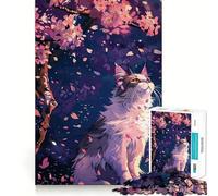 Jigsaw Puzzles for Adults 1000 Cat Under Cherry Blossom Tree Premium Cut Play Creative Game Toy Idle Fun Time Christmas Art Display (38x26cm)