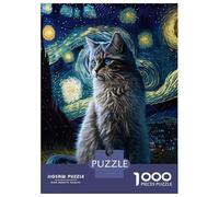 Jigsaw Puzzles for Adults 1000 Cat Van Gogh Adult Jigsaw Puzzle Toy Wall Decor Difficult Challenge Educational Challenge 70x50cm/1000pcs