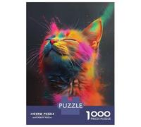 Jigsaw Puzzles for Adults 1000 Cat With Colorful Powder Adult Jigsaw Puzzle Toy Wall Decor Difficult Challenge Educational Challenge 38x26cm/1000pcs