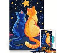 Jigsaw Puzzles for Adults 1000 Cats Gazing at A Starry Night Premium Cut Play Creative Game Toy Idle Fun Time Christmas Art Display (38x52cm)