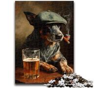 Jigsaw Puzzles for Adults 1000 Cattle Dog Smoking Puzzles,Educational Games Home Decoration Suitable for Desktop Decoration (50x75cm)