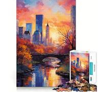 Jigsaw Puzzles for Adults 1000 Central Park in Fall Exact Edge Art Focus Building Toy Cozy Time Game Christmas Wall Art (38x26cm)