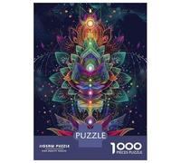 Jigsaw Puzzles for Adults 1000 Chakra Lotus Mandala Art Print Jigsaw for Adults Relaxing Games Pattern Assembly Gifts for Friends And Family 70x50cm/1000pcs