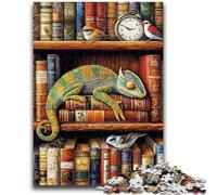 Jigsaw Puzzles for Adults 1000 Chameleon on Bookshelf Challenging Game Toys Deal As Gifts for The Whole Family for Ages 14+ 50x75cm