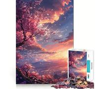 Jigsaw Puzzles for Adults 1000 Cherry Blossom Fuji Sunset Premium Cut Play Creative Game Toy Idle Fun Time Christmas Art Display (50x75cm)