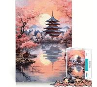 Jigsaw Puzzles for Adults 1000 Cherry Blossom Japan Art Premium Cut Play Creative Game Toy Idle Fun Time Christmas Art Display (38x26cm)