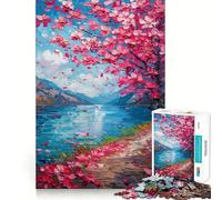 Jigsaw Puzzles for Adults 1000 Cherry Blossom Ocean Dream Exact Edge Art Focus Building Toy Cozy Time Game Christmas Wall Art (38x52cm)