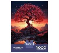 Jigsaw Puzzles for Adults 1000 Cherry Blossom Tree Sunset Adult Jigsaw Brain Teaser Game Analysis And Logic Challenging To Complete 52x38cm/1000pcs