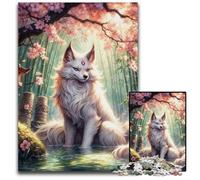 Jigsaw Puzzles for Adults 1000 Cherry Blossom Wolf paper Puzzles Perfect for Family Fun on Christmas Thanksgiving BirthdaysEaster 1000 PCS(38x26cm)