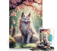 Jigsaw Puzzles for Adults 1000 Cherry Blossom Wolf Premium Cut Play Creative Game Toy Idle Fun Time Christmas Art Display (38x26cm)