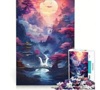 Jigsaw Puzzles for Adults 1000 Cherry Trees Galore Waterfalls, Toy Wall Decor, Home Art Decor, with Fully Interlocking Randomly Shaped Pieces 50x75cm
