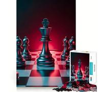 Jigsaw Puzzles for Adults 1000 Chess King Surrounded by Pawns Exact Edge Art Focus Building Toy Cozy Time Game Christmas Wall Art (38x26cm)