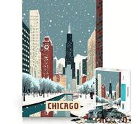 Jigsaw Puzzles for Adults 1000 Chicago Premium Cut Play Creative Game Toy Idle Fun Time Christmas Art Display (38x52cm)