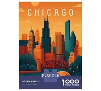 Jigsaw Puzzles for Adults 1000 Chicago Travel Adult Jigsaw Puzzle Hands-on Game Precision Cutting Gifts for Friends And Family 38x26cm/1000pcs