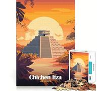Jigsaw Puzzles for Adults 1000 Chichen Itza Pyramid Premium Cut Play Creative Game Toy Idle Fun Time Christmas Art Display (50x75cm)