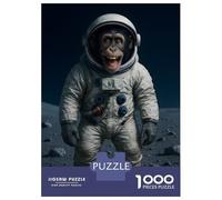 Jigsaw Puzzles for Adults 1000 Chimpanzee Astronaut on The Moon Jigsaw Puzzle Brain Teaser Game But Fun And Humorous Great Gift for Gaming 52x38cm/1000pcs
