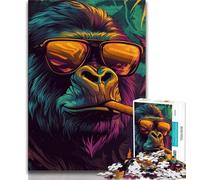 Jigsaw Puzzles for Adults 1000 Chimpanzee Smoking Teenager Puzzles,Challenging Game for Is Ideal As A Gift for The Whole Family 38x26cm