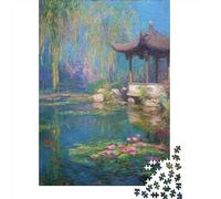 Jigsaw Puzzles for Adults 1000 Chinese Garden Pond Painting Adult Jigsaw Brain Teaser Game Analysis And Logic Challenging To Complete 70x50cm/1000pcs