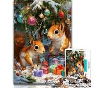 Jigsaw Puzzles for Adults 1000 Christmas Squirrel,Help The Brain Exercise Addictive Toys to Cultivate Patience Artists Collection,Fine Art (38x26cm)