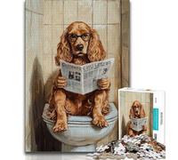Jigsaw Puzzles for Adults 1000 Cocker Spaniel Sitting Toilet 1000 Piece Jigsaw,Learning Educational Toys Family Games Unique Birthday And Gifts 75x50cm