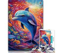 Jigsaw Puzzles for Adults 1000 Color Dolphins Teenager Puzzles,family Fun Games Is Ideal As A Gift for The Whole Family (size 38x26cm)
