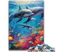 Jigsaw Puzzles for Adults 1000 Colorful Art Dolphin 1000 Piece Jigsaw,Learning Educational Toys Family Games Unique Birthday And Gifts (26x38cm)