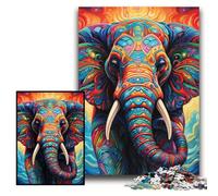 Jigsaw Puzzles for Adults 1000 Colorful Art Elephant Jigsaw Puzzle 1000 Pieces Challenging Brain Teaser for Teenagers, Perfect for Home Decor Or Gift Size 26x38cm