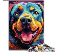 Jigsaw Puzzles for Adults 1000 Colorful Art Rottweiler Made of Wood, for Parents, Lovers, Friends - Age 14+ 50x75cm Birthday Party for Men Women