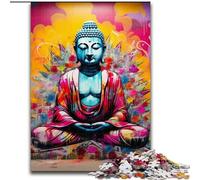 Jigsaw Puzzles for Adults 1000 Colorful Buddha Made of Wood, Gift DIY Fun Suitable for Home Living Room Office Decoration 50x75cm for Family Interactive Game