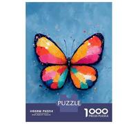 Jigsaw Puzzles for Adults 1000 Colorful Butterfly on Blue Background Puzzles for Adults DIY Toys Pattern Assembly Gifts for Friends And Family 38x26cm/1000pcs