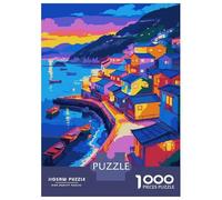 Jigsaw Puzzles for Adults 1000 Colorful Coastal Village at Sunset Puzzle for Adults Relaxing Games But Fun And Humorous Challenging To Complete 52x38cm/1000pcs