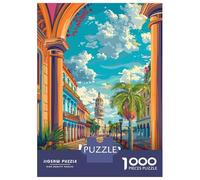 Jigsaw Puzzles for Adults 1000 Colorful Havana Cuba Cityscape Illustration Jigsaw for Adults Relaxing Games Pattern Assembly Gifts for Friends And Family 52x38cm/1000pcs