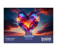 Jigsaw Puzzles for Adults 1000 Colorful Heart Sunset Jigsaws for Adults Relaxing Games Stress Reliever Challenging To Complete 38x26cm/1000pcs