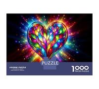 Jigsaw Puzzles for Adults 1000 Colorful Heart Wall Art Jigsaws for Adults Relaxing Games Stress Reliever Challenging To Complete 52x38cm/1000pcs