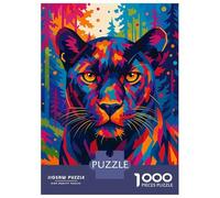 Jigsaw Puzzles for Adults 1000 Colorful Panther Portrait in Forest Jigsaws for Adults Relaxing Games Stress Reliever Challenging To Complete 70x50cm/1000pcs
