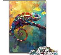 Jigsaw Puzzles for Adults 1000 Colourful Chameleons Wooden Jigsaw Puzzles size 50x75cm Brain Teaser Game, Interactive Family Game, Suitable for Ages 14+