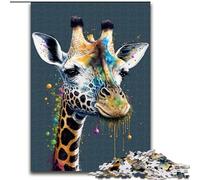 Jigsaw Puzzles for Adults 1000 Colourful Giraffe Head Jigsaw Puzzles for Adults size 50x75cm for Teenagers & Family Fun - DIY Brain Teaser Game Gift
